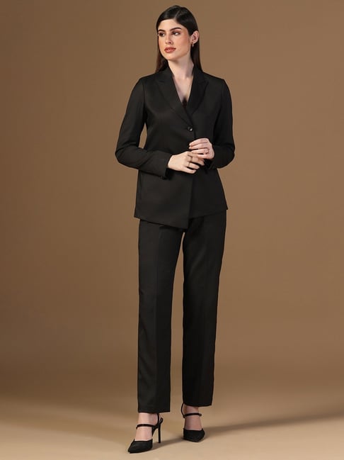 TAHVO Black Viscose Solid Full Sleeves Co-Ord Set-picture-24