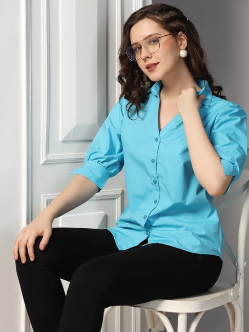 TAHVO Blue Solid Shirt-picture-34