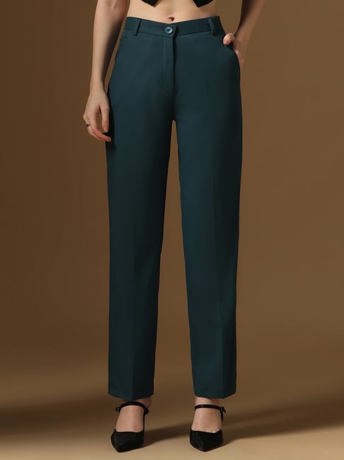 TAHVO Blue Viscose Solid Trousers-picture-26