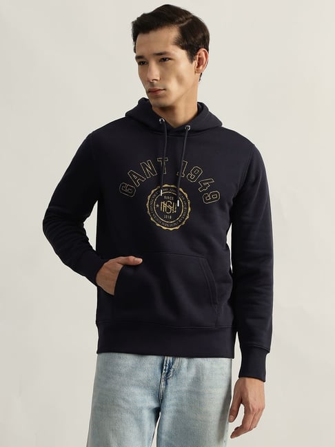 Gant Blue Regular Fit Printed Hooded Sweatshirt-picture-22