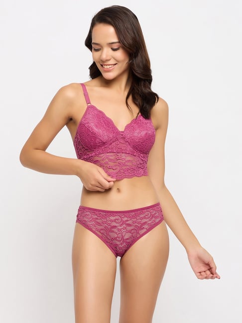 Clovia Light Pink Regular fit Lingerie Sets-picture-18