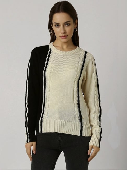 Van Heusen Beige Striped Sweater