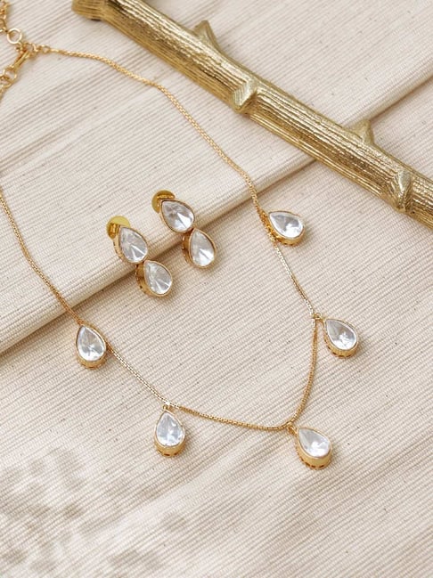 Buy Curio Cottage Pristine Polki Necklace Set Online At Best Price