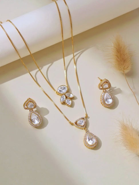 Curio Cottage Layered Polki Necklace Set-picture-22