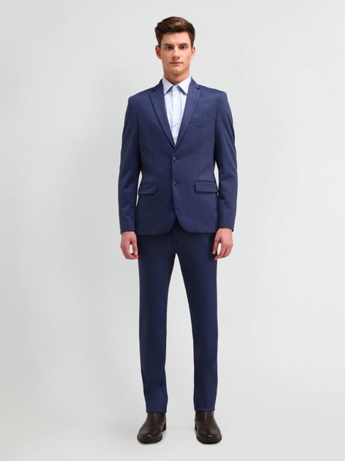 Arrow Blue Slim Fit Texture Two Piece Suit