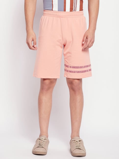 Madame M Secret Peach Cotton Regular Fit Solid Shorts