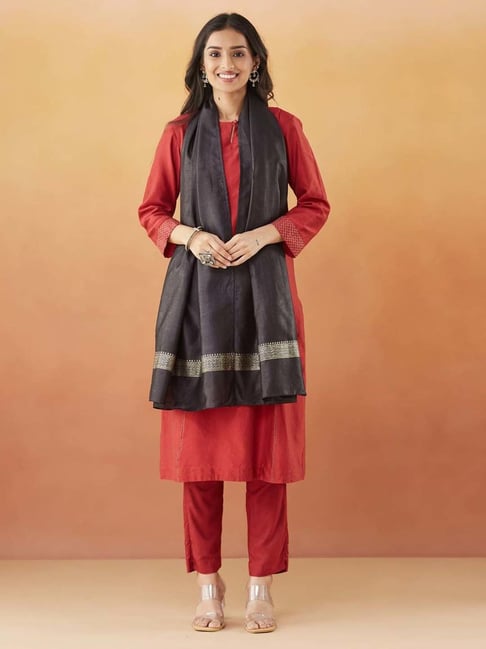 Fabindia Black Printed Dupatta-picture-22