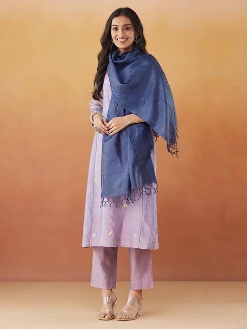 Fabindia Navy Woven Pattern Stole-picture-17