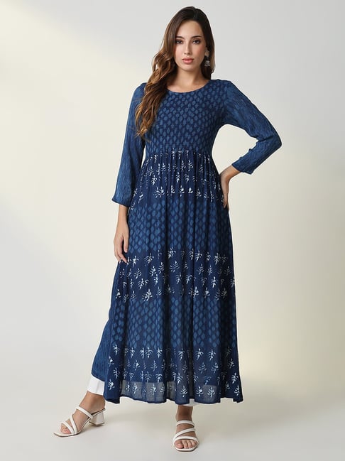 showoffff SHOWOFF Navy Printed Kurta-picture-25