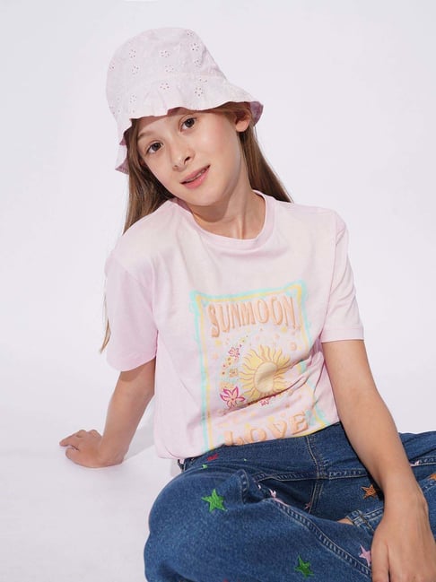 VERO MODA GIRL Kids Cherry Blossom Cotton Printed Round neck T-Shirt