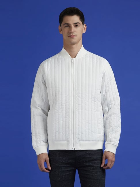 Pepe Jeans White Regular Fit Quilted Bomber Jacket-picture-18