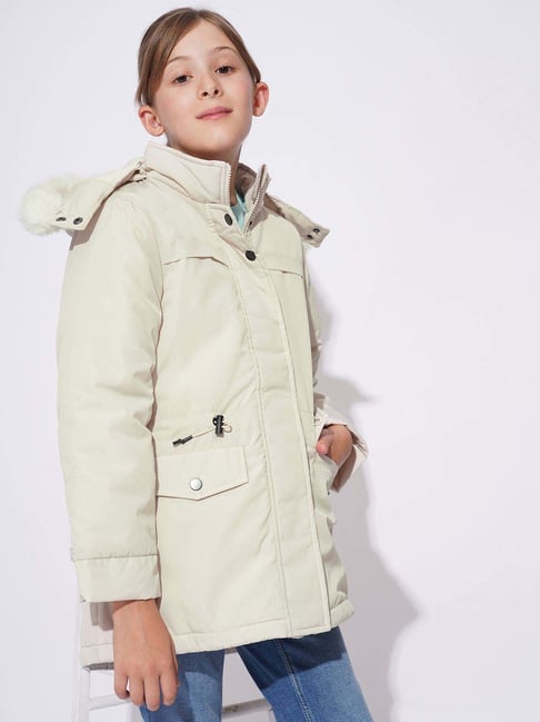 VERO MODA GIRL Kids Bright White Solid Full Sleeves Parka Jacket-picture-20