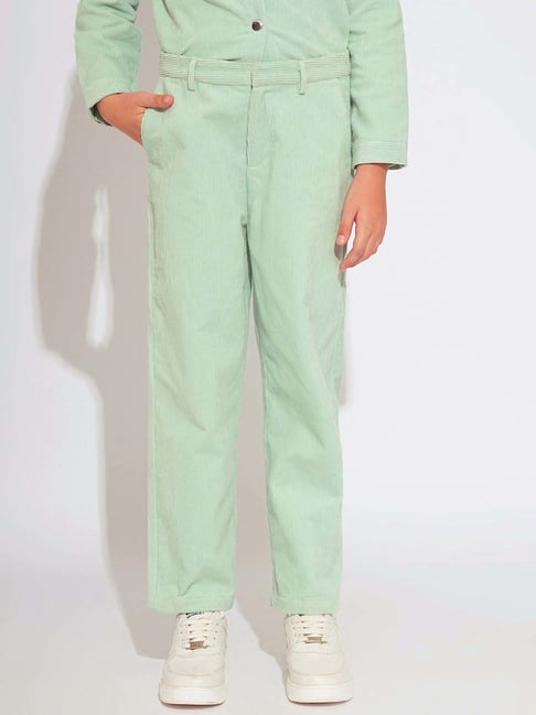 VERO MODA GIRL Kids Mist Green Cotton Solid Pants-picture-14