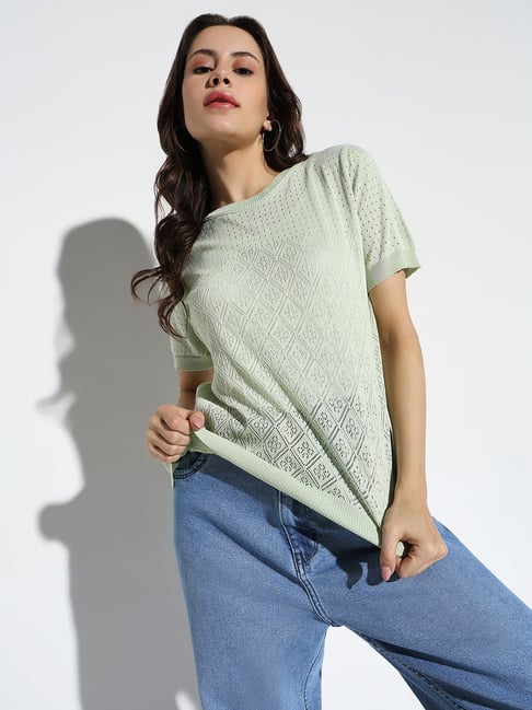SHOWOFFFF Green Self Design Top