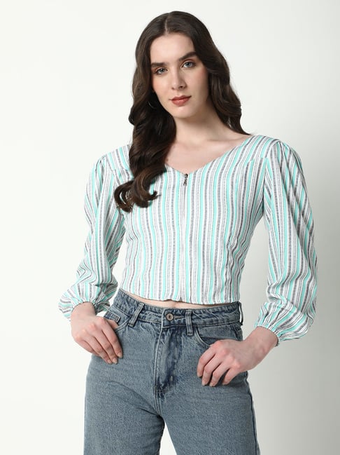 SHOWOFF Multicolor Striped Crop Top