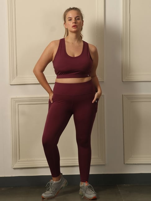 Soie Purple Solid Bra With Leggings