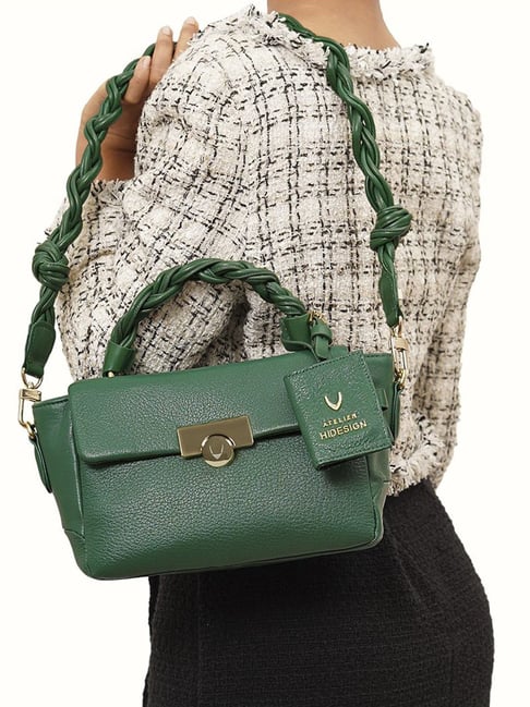 Hidesign Green Solid Medium Satchel Handbag-picture-33