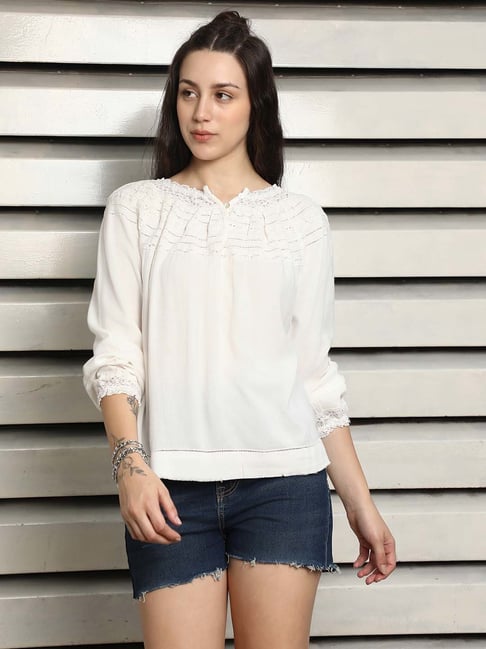 High Star White Cotton Relaxed Fit Top
