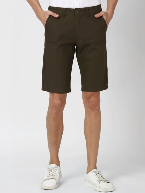 Peter England Green Regular Fit Shorts-picture-17
