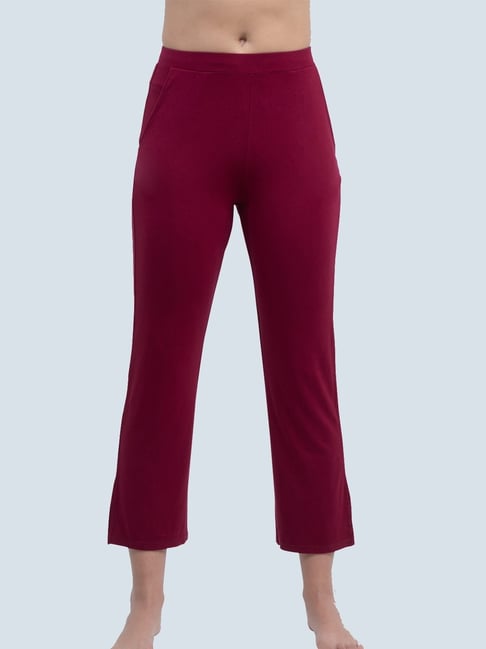 Soie Maroon Solid Lounge Pants