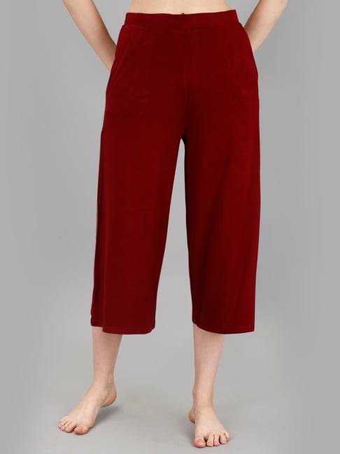 Soie Maroon Solid Culottes-picture-48