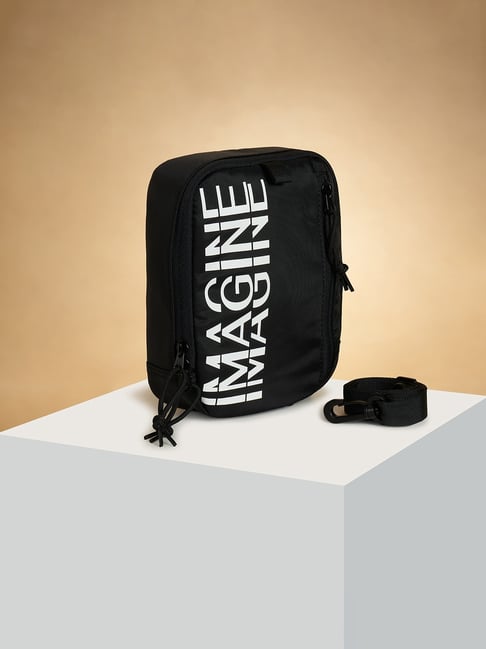 Ajile by Pantaloons Black Printed Medium Cross Body Bag