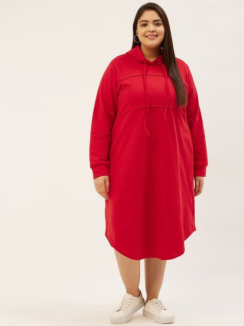 red fleece dresses Gray Label Hooded Dress