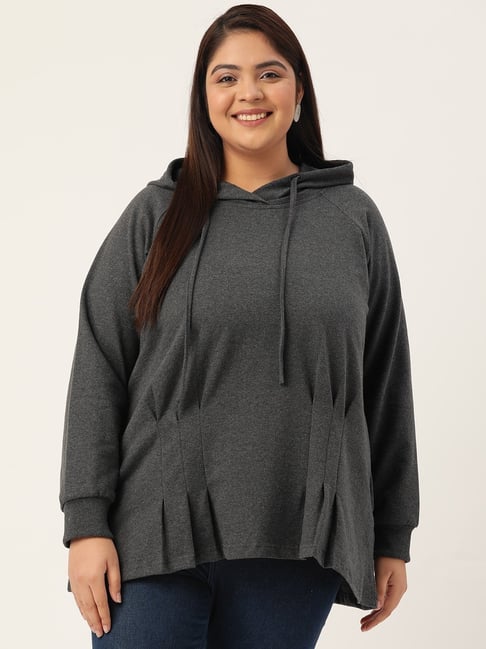 theRebelinme Grey Fleece Solid Full Sleeves Sweatshirts-picture-19