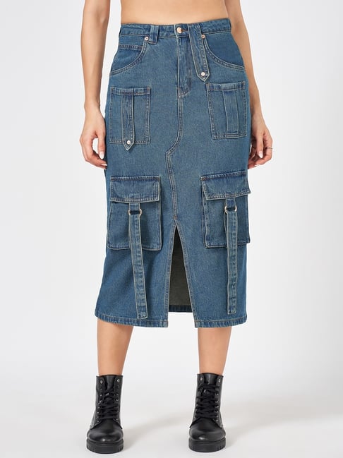 SF Jeans by Pantaloons Blue Solid Skirt-image-24
