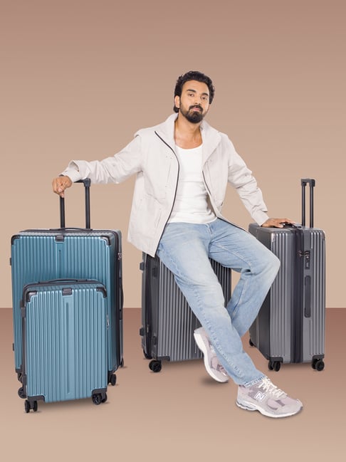 Buy Carriall Green Wheels Medium Hard Checked Luggage Set of