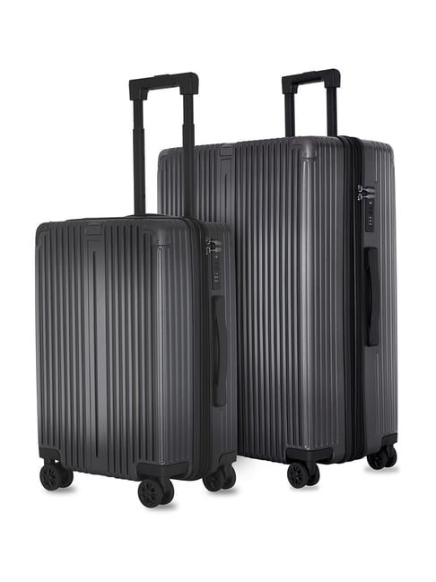 Buy Carriall Grey Wheels Large Hard Checked Luggage Set of
