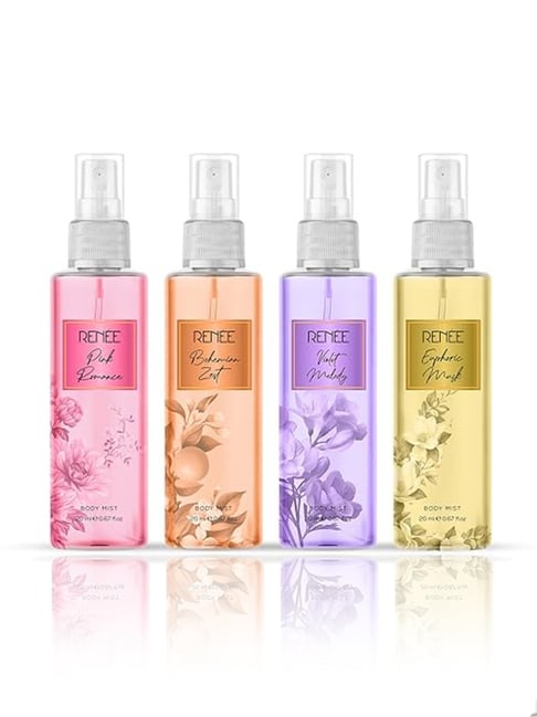 RENEE Pink Romance, Bohemian Zest, Violet Melody & Euphoric Musk Body Mist Combo