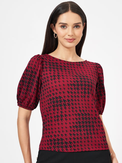 Annabelle by Pantaloons Maroon Plaid Top