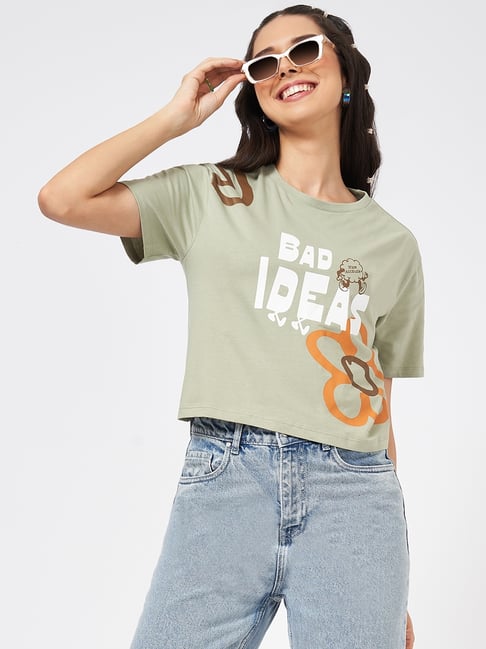 People by Pantaloons Green Graphic T-Shirt