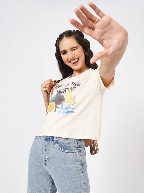 People by Pantaloons Off White Graphic T-Shirt-picture-14