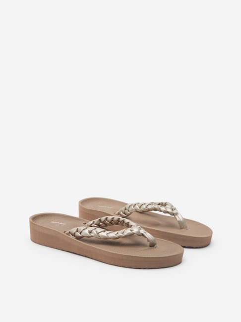 LUNA BLU by Westside Taupe Braid Pattern Flip-Flop-image-12