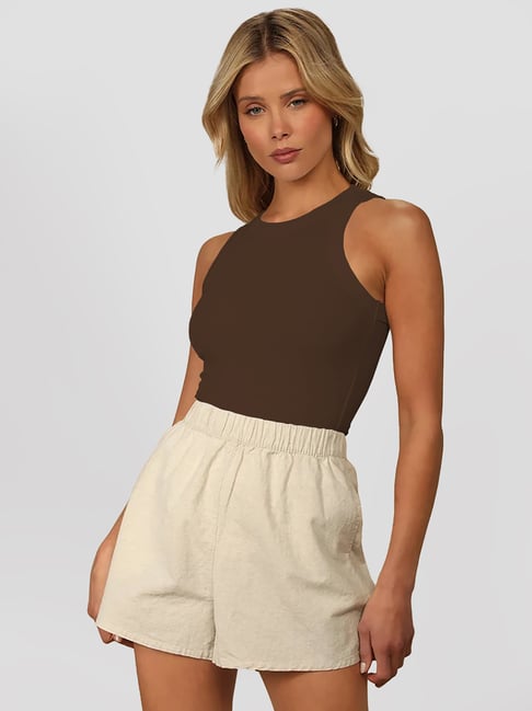 KERI PERRY Brown Slim Fit Crop Top