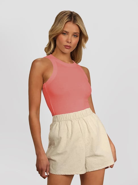 KERI PERRY Pink Slim Fit Crop Top