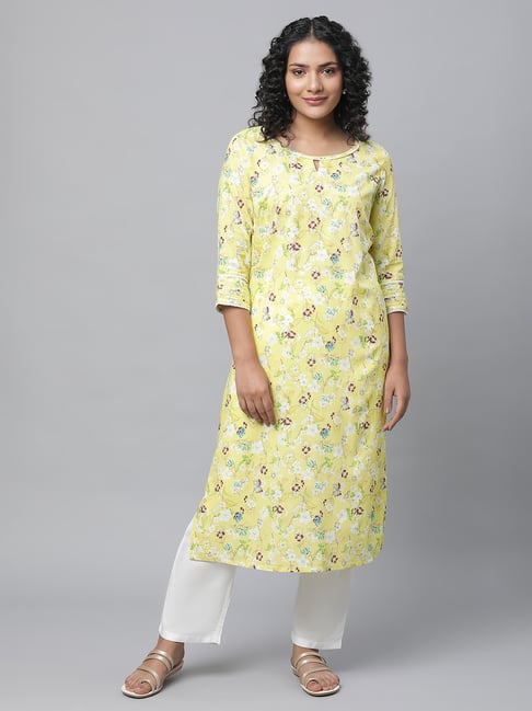 Aurelia Yellow Floral Print Kurta-picture-41