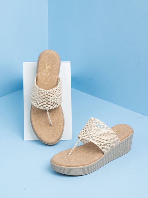 Inc.5 Women's Cream T-Strap Wedges-picture-21