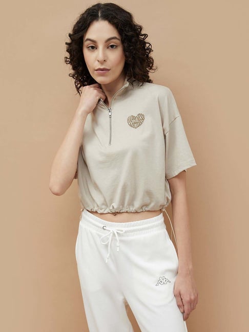 KAPPA Beige Cotton Printed Tops