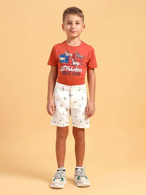 U.S. Polo Assn. Boys White Cotton Printed Shorts-picture-40