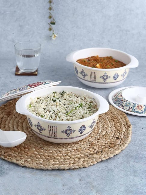 Wonderchef Blue Melamine Venice Serving Casserole with Lid Set of