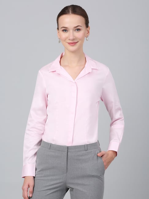 Cantabil Pink Cotton Regular Fit Shirt-picture-29