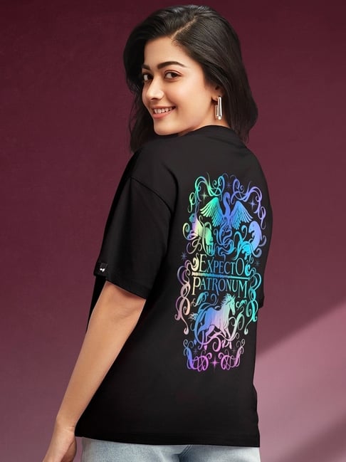 Bewakoof Black Graphic Oversized T-Shirt