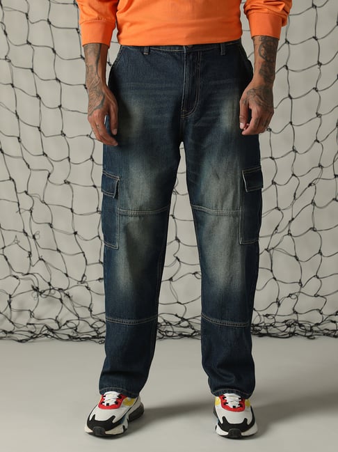 Hubberholme Blue Cotton Relaxed Fit Jeans-picture-23
