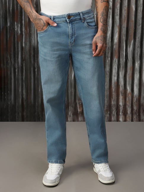 High Star Blue Cotton Straight Fit Jeans-picture-32