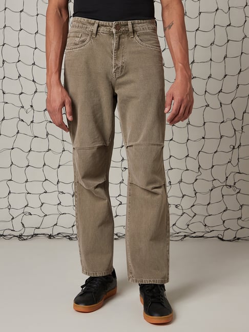 Hubberholme Beige Cotton Loose Fit Jeans-picture-14