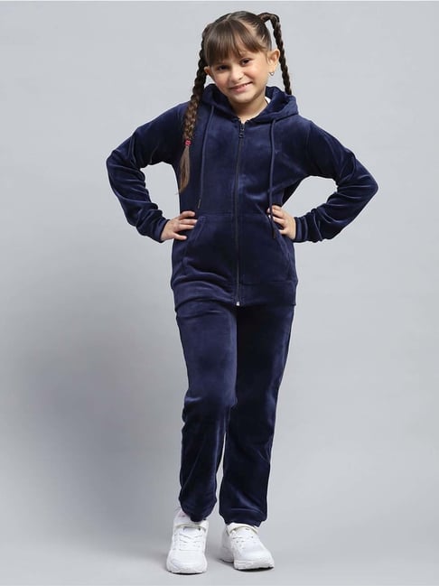 Monte Carlo Girls Navy Solid Full Sleeves Tracksuit-picture-44