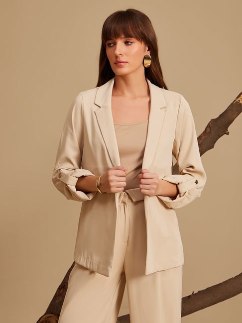 Kazo Beige Plain Blazer-picture-45
